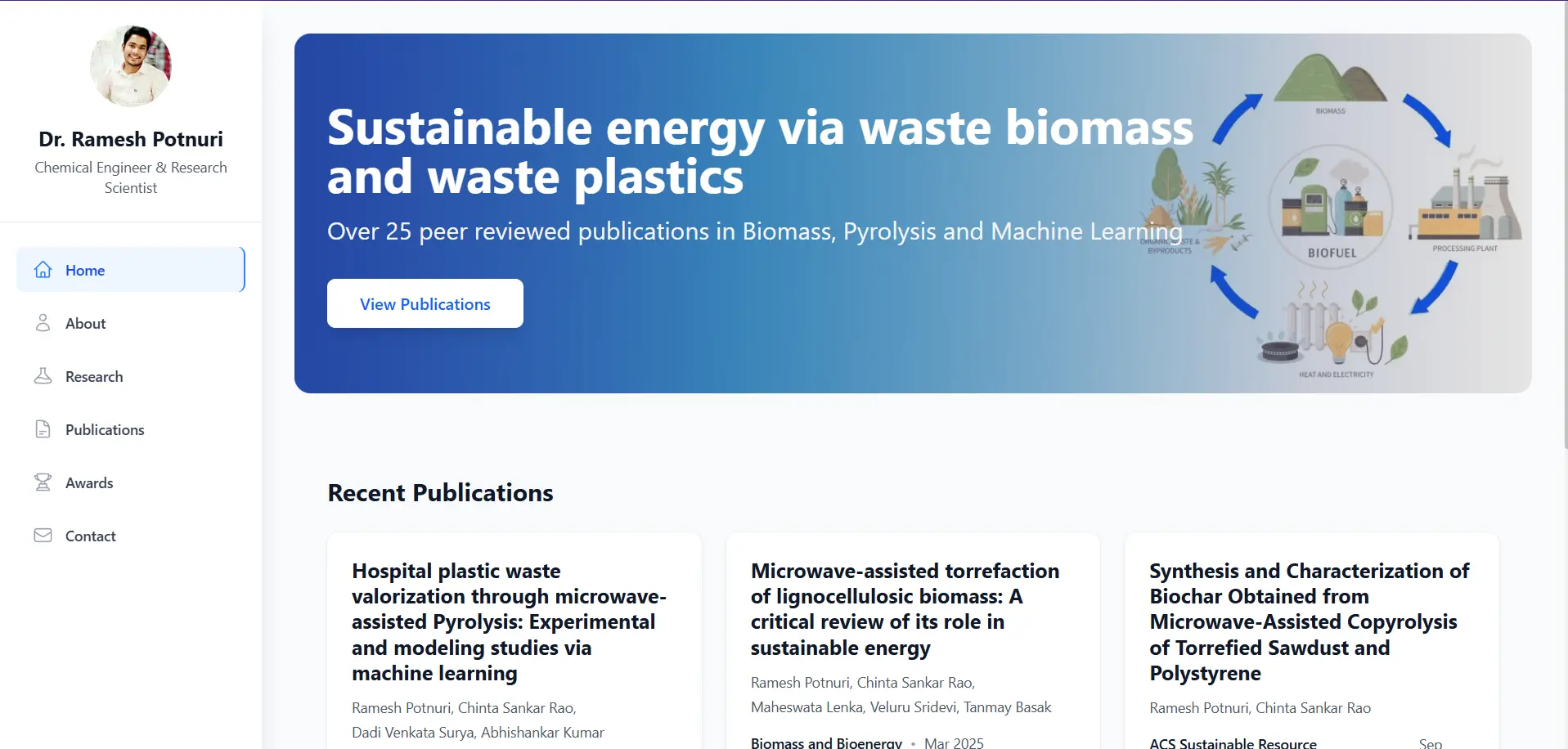 Ramesh Potnuri Portfolio interface
